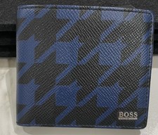 Hugo Boss Herren Geldbörse Leder Schwarz Blau