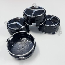 4X 75mm Schwarz Glanz Nabendeckel Radkappen Abdeckung Für Mercedes Benz AMG NEW