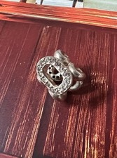 Original Pandora Breiter Pavé Charm 925er Silber Zirkonia Weiß Braun