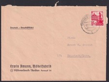 Französische Zone Firmenbrief Amann Möbelfabrik VÖHRENBACH 1947 [435]