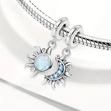 Mond und Sonne Anhänger Charm für Armbänder S925 Sterlingsilber
