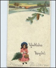 GEBURTSTAG Grusskarte 1915 Prägekarte Präge-AK Geprägtes Kind mit Topographie