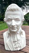 Weiße Büste Wolfgang Amadeus MOZART 18x11x10cm Musik Klavier Deko Gipsguss