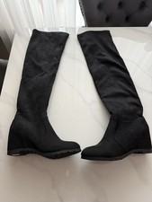 Overknee Stiefel Wildlederoptik Gr. 40 Schwarz Damenstiefel . NEU