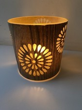Deko Windlicht Glas Teelichthalter Holz Optik Herbst Impressionen Skandi Shabby 