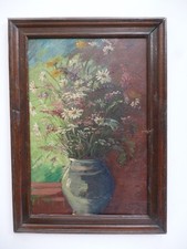 Ölbild Gemälde antik  Blumen Stillleben  um 1900  Echtholzrahmen 59x42cm