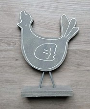 Holz Deko Huhn / Henne gebraucht Hellgrau