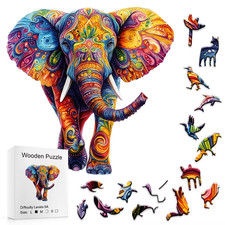 Holzpuzzle Elefant – buntes