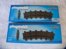 4x Playmobil RC Train Gleise 4387,  Kurven mit Verbinder, NEU & OVP, EOL-Artikel