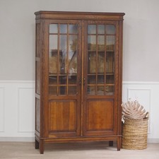 Bücherschrank Antik Gründerzeit Vitrine mit Sprossen Schrank Glas Vintage Regal