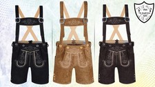 Herren Trachten Lederhose Kurz +Träger Schwarz,Braun,Hellbraun Gr.46-60