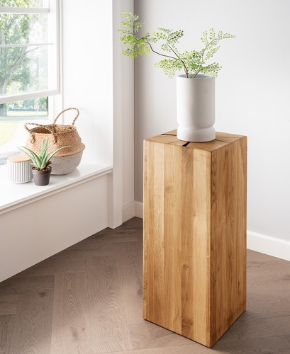 Blumensäule hocker massivholz - blumensäule,