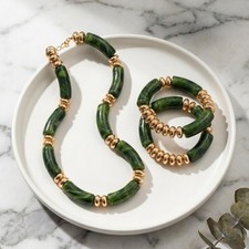 Goldgrünes Jade Trio von