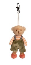 Bukowski Schlüsselanhänger Teddybär Baby Mavi in grüner Latzhose 10 cm braun