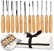 Holzschnitzwerkzeug, 12-teiliges Holzschnitzset mit Canvas-Koffer