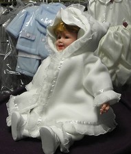 Taufe Taufkleid Babykleid Winteranzug  Kleid Polarflecce 3-teilig, Gr.62-86,weiß