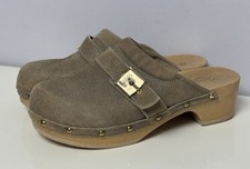 Scholl Leder Holz Clogs Gr 37 Pantolette Hausschuhe 8251