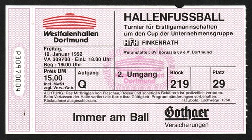 Ticket 1992 hallenturnier - |, |