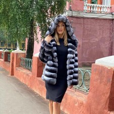 Damen Chinchilla Farbe Mantel