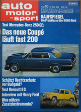 Auto Motor Sport 10/69 Test Mercedes-Benz 250 CE,Mercedes-Benz C 101,Fiat 125 S