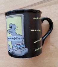 Toller Kaffeebecher von Uli Stein schwarz Motiv Ab Ins Bett