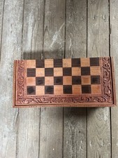 Edles handgeschnitztes Holz-Schach- & Backgammon-Spiel – Komplettset
