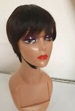 100% Echt Brasilianisches Echthaar Pixie Cut Perücke in Schokobraun 