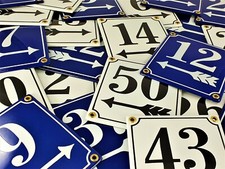 Emaille Schild Nr. 1-50  Berliner Hausnummer mit Pfeil links oder rechts Emaile