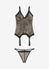 Neu Langes Nachthemd glänzendem Satin Gr. 48/50 Leo Bedruckt Damen-Unterwasche