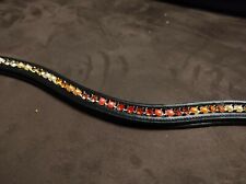 Stirnriemen für Trense Zaumzeug Pferd Leder Strass Glitzer WB VB Pony orange rot