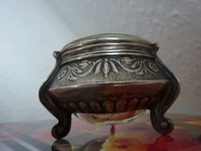 Saliere Kaviar Salzgefäss Glaseinsatz  Silberauflage gepunzt