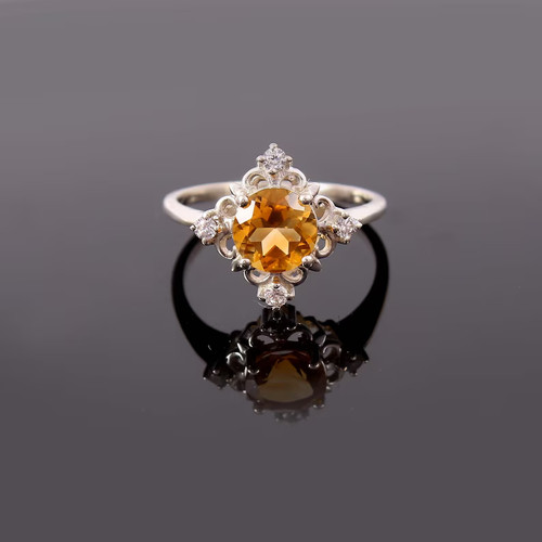 Eleganter citrin ring - citrin, 7
