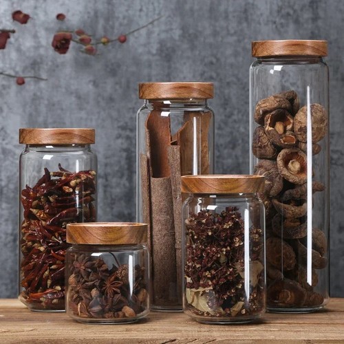 Vorratsglas mit holzdeckel - vorratsglas,