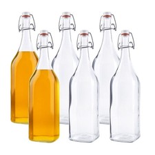 6er Set Glasflaschen 1 Liter Bügel-Flasche mit Bügelverschluss 1000 ml Flasche