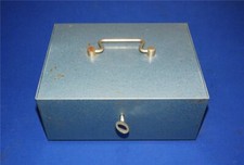 DDR Geldkassette Kassette Hammerschlaglack Blau Grau 25 x 19,5 x 10 mit Einsatz