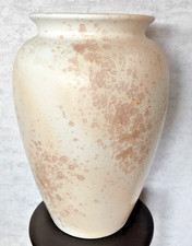 Große Keramik-Bodenvase – Creme-Braun, 42 cm, Vintage-Dekor