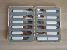 CAMPING -BESTECK Picknick Besteck  im Etui  VINTAGE 70er Jahre 4 Personen