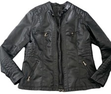 Damen Lederjacke Kunstlederjacke Bikerjacke Schwarz Gr. 40 / 42 2x getragen 