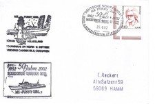 Schiffspost MS FUNNY GIRL Büsum Helgoland Schiffspoststempel 50Jahre Cassen Eils