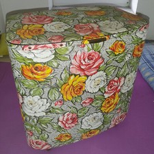 DDR WÄSCHE/ BETT TRUHE 63 X 40 X 70 cm  buntes Blumenmuster 60er Jahre VINTAGE