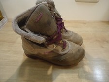 Lowa Winterstiefel gefüttert braun/lila Gr.34 Mädchen Profilsohle zum Schnüren