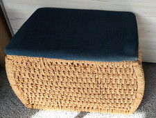 Wäschekorb Natur mit Sitz Deckel Wäsche Box  44 x 42 x 66 cm Holz Geflecht