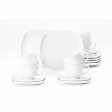 Seltmann Weiden Lido Kaffeeservice 18-tlg. Eckig Service Geschirr Porzellan Weiß