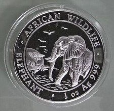 MDS SOMALIA 100 SHILLINGS 2010 "AFRICAN WILDLIFE - ELEPHANT", 1 UNZE SILBER  #J