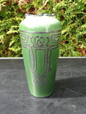 Vase Porzellan Silbermontierung Jugendstil