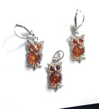 SCHMUCK-STCK Anhänger 925 SILBER BERNSTEIN  Tier Eule