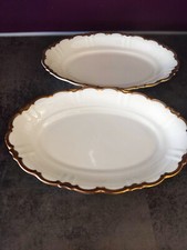 Volkstedt Elfenbein 2 kleine Servierplatten mit  breitem Goldrand Art Deco