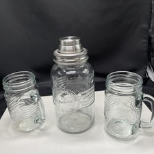Old Faschionod Mason 3 Set - Kanne 28 Oz Mit Deckel 2 Trinkgläser mit Griff R/5c