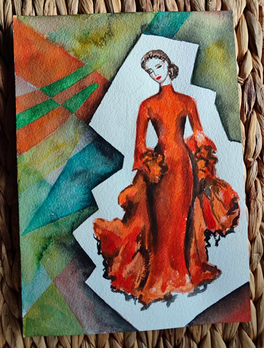Aquarell frau roten kleid - frau,