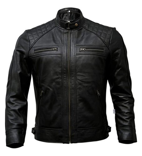 Herren schwarz lederjacke echt - schwarz,